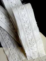 19世紀-20世紀 フランス アンティーク レース 刺繍 布 縫製 古布 カットワーク スカラップ トリム チュール リメイク パーツ_画像3