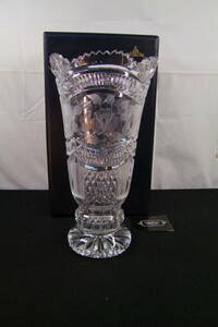 カメイガラス　クリスタル ドナウ　クリスタル花瓶　フラワーベース　ハンドカット