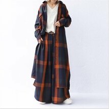 チェック柄セットアップ レディース シャツワンピース ロングシャツ ワイドパンツ ２点セット春 長袖 体型カバー オシャレ通勤_画像2