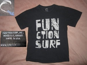 超レア！ USA製 FUNCTION SURF HAWAII ファンクション サーフ ハワイ デカロゴ Tシャツ 黒 S サーフィン サーファー MADE IN U.S.A.