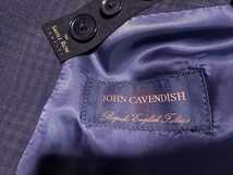 新品 春夏秋 イングランド生地JOHN CAVENDISH (サヴィルロウ)Savile Row ネイビーチェック サイドベンツ A7 ウエスト85cm _画像7