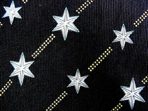 DC00725♪良品【キャラ柄】シルク100％ 刺繍「星 スター」ネクタイ♪