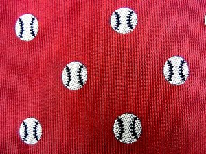 DC00860♪良品【キャラ柄】シルク100％ 刺繍「野球 ボール スポーツ」ネクタイ♪