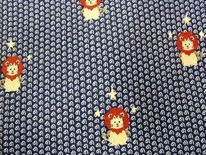 DC00927♪良品【キャラ柄】シルク100％ 刺繍「ライオン 動物 星 スター」ネクタイ♪