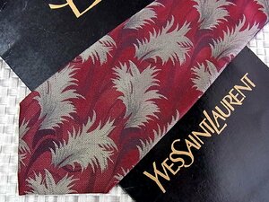 ♪1141S♪新品【刺繍 葉っぱ 植物 柄】サンローラン【YSL】ネクタイ