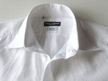 イタリア製 DOLCE&GABBANA ドルチェ&ガッバーナ Slim Fit コットン ドレスシャツ 15 3/4 40 ホワイト 白 ネコポス対応_画像5