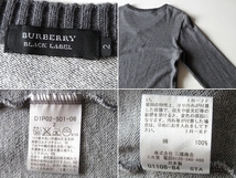 BURBERRY BLACK LABEL バーバリーブラックレーベル ホースロゴ刺繍 ニットポケット Vネック ライトスウェット トレーナー 2 チャコール_画像8