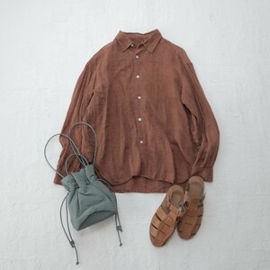 [ prompt decision ] beautiful goods *1.5 ten thousand BEAMS BOYl antique design!linen marks lie shirt ( Beams Boy ) postage 210 jpy ~