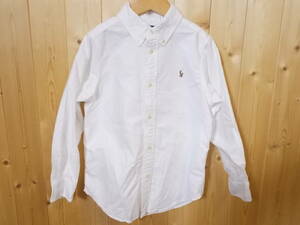 a184◆◆RALPH LAUREN ボタンダウン長袖シャツ◆サイズ6 キッズ 子供 白色 ラルフローレン B.D長袖シャツ ゆうパケット発送 5I