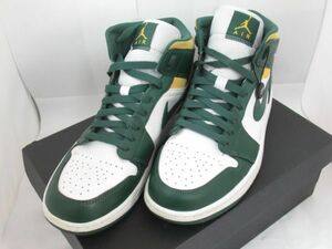 X 19-18 スニーカー NIKE AIR JORDAN 1 MID ナイキ エアージョーダン 1 ミッド 28.0cm グリーン ホワイト シアトルスーパーソニックス