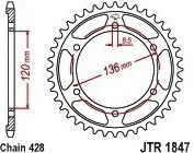  new goods JTR1847.56 rear sprocket YamahaRoad FZR250 EXUP3LNJapan89- TDR1254FU 93-94 TDR1254GW,4GX 93-94 TDR125 95-01 etc. 