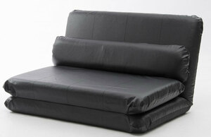  reclining is possible sofa bed synthetic leather black color made in Japan 