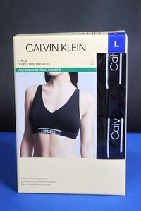  Calvin Klein lady's sports bra 2 pieces set black size L Calvin Klein BAMBOO BRALETTE* postage 510 jpy *