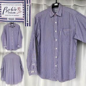 90's ビンテージ★BOB'S TAILOR ストライプ柄 長袖コットンシャツ★EASTBOY ボブズテイラー カジュアルシャツ イーストボーイ ヴィンテージ