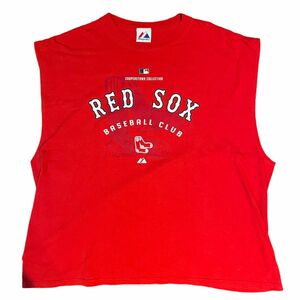 majestic REDSOX ノースリーブ　Tシャツ 2XL オーバーサイズ ノースリーブTシャツ タンクトップ