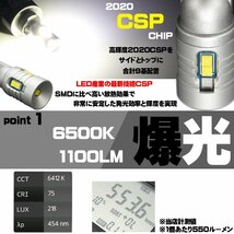 爆光 1100ルーメン 接続部 高級仕様 T10 LED ウェッジ バルブ 2個セット ホワイト 12V 24V 兼用 9CSP搭載 ポジション バック ランプ A-164_画像2