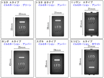 純正風スイッチ スズキＡタイプ LEDイルミ付き 汎用型 I-334_画像3