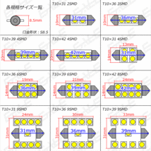 T10×36-37mm/S8.5 3chip 5050SMD×9連 ホワイトLEDバルブ A-106_画像3