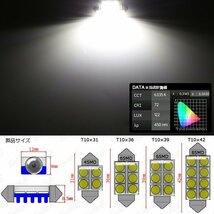 キャンセラー内蔵 T10×31mm S8.5 LEDバルブ 4SMD フェストン球 ホワイト 6500K E-125_画像3