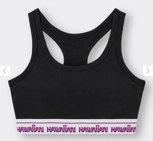 XL 新品 ハワイアン航空 GUコラボ ブラフィール クロップドタンクトップ ブラック 黒 綿94% HAWAIIAN AIRLINES スポーツブラ 抗菌防臭 LL