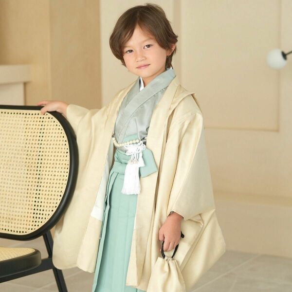 新品【ベージュ×グリーン】utatane かぷり 七五三 5歳 袴 男の子