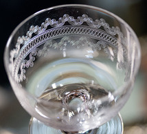 希少！ 1900年～ フォストリア クリスタル ニードル エッチング シャンパン カクテルグラス 2個セット アンティーク 酒 アメリカ_画像4