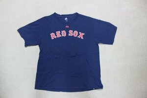 ▽♪ Majestic マジェスティック RED SOX レッドソックス BAY 半袖Tシャツ #44 紺 L