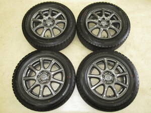 程度良品！ダンロップ DUFACT(デュファクト)DS9 6J-15 off+45 pcd100/5H 195/65R15 バリ山スタッドレス付き4本 プリウス,ウィッシュ等！