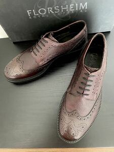 新品 FLORSHEIM 6EEE フローシャイム インペリアル ビジネス シューズ メンズ 革靴 レザー 未使用 送料無料 ウイングチップ ダークブラウン