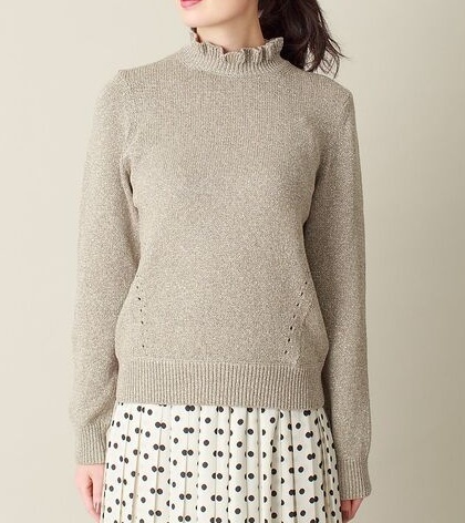 美品 定価3.3万 DESIGNWORKS ラメ衿フリルプルオーバーニット シルバー デザインワークス 美品 定価3.3万 DESIGNWORKS ラメ衿フリルプルオーバーニット シルバー デザインワークス