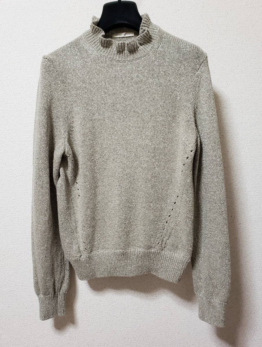 美品 定価3.3万 DESIGNWORKS ラメ衿フリルプルオーバーニット シルバー デザインワークス 美品 定価3.3万 DESIGNWORKS ラメ衿フリルプルオーバーニット シルバー デザインワークス