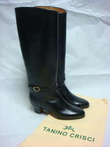 30 new goods tanino Chris chi- belt attaching leather long boots 33 original leather taninocrisci black black 