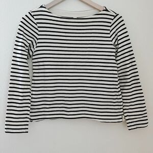 UNIQLO ユニクロ ホワイト＆ブラックボーダーカットソー 長袖　S 長袖Tシャツ BORDER ボーダー