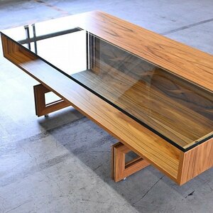 【引取限定】イギリス製 LINLEY 255万「HELIX COFFEE TABLE」センターテーブル ブラジリアンローズウッド 大塚家具 リンレイ ヘリックス