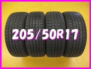 ◆送料無料 A2s◆　9分山　スタッドレス　205/50R17　89Q　ダンロップ　 WM02 冬４本　※セレナ.インプレッサG4.V40.インプレッサスポーツ