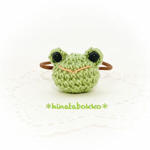  frog. knitting hair elastic * hair clip * key holder * hand made * crochet needle braided * braided ...