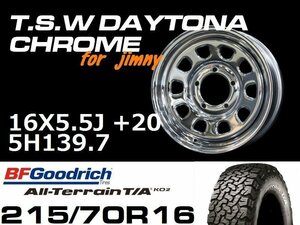 新型 ジムニー ホイール！ TSW デイトナクローム 16X5.5J+20 BF Goodrich All-Terrain T/A KO2 215/70R16 タイヤセット JB64 JB23などに！