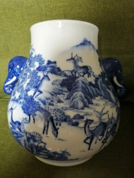 花瓶 染付 花器　中国花瓶　中国陶器