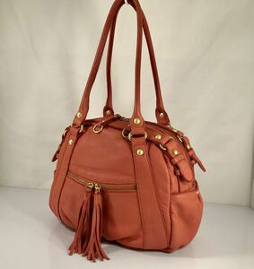  beautiful goods Aand A And A pretty tassel tender cow leather salmon pink 2WAY hand & shoulder bag..