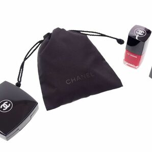 【Used 開封品】 シャネル CHANEL ノベルティ 巾着ポーチ 巾着袋 ドローストリングバッグ 小袋 共布 裏地付き ポリエステル100% ブラックの画像9