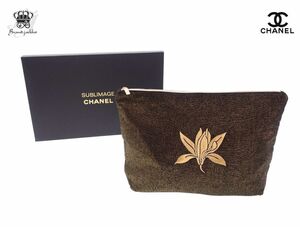 【Used 開封品】 シャネル CHANEL ノベルティ クラッチポーチ トラベルポーチ 大きめ サブリマージュ SUBLIMAGE ヴァニラ刺繍 ※染めムラ