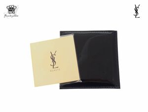 【Used 開封品】イヴ サンローラン YSL ノベルティ コンパクトミラー 鏡 YSLロゴ 片面ミラー 金属製 ゴールド 携帯用ケース付き BEAUTE