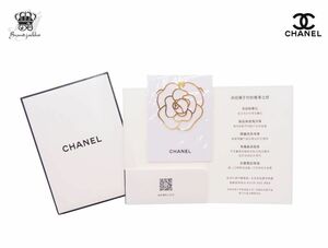 【New 新品】シャネル CHANEL ノベルティ しおり 栞 ブックマーク クリップ式 読書グッズ 透かしカメリア 金属製 ゴールド 台紙＆封筒付き