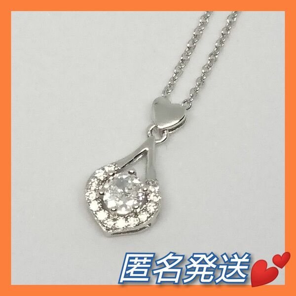 新品★匿名発送★結婚式 スクエア ジルコニア シルバーネックレス