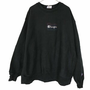 Champion チャンピオン リバースウィーブ ロゴプリント スウェット ブラック (メンズ 2XL) 中古 古着 O2961