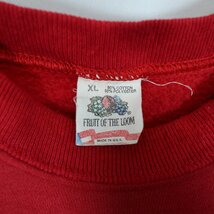 USA製 FRUIT OF THE LOOM フルーツオブザルーム ITALYスウェット ラグランスリーブ 丸首 トレーナー レッド (メンズ XL) 中古 古着 O3475_画像5