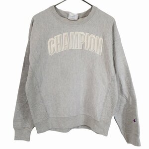 Champion チャンピオン リバースウィーブ 英字ロゴ スウェット ワッペン グレー (メンズ M) 中古 古着 O3410