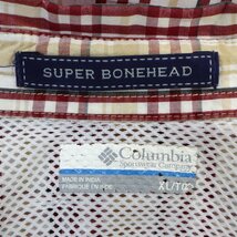 Columbia コロンビア PFG フィッシング長袖シャツ 刺繍 アウトドア キャンプ チェック ワッペン レッド (メンズ) 中古 古着 O3680_画像10