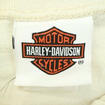 2000年代 USA製 HARLEY DAVIDSON ハーレーダビッドソン ロゴ 長袖Ｔシャツ ヘンリーネック アイボリー (メンズ XL) 中古 古着 O3756_画像9