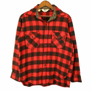 70年代 WOOLRICH ウールリッチ ウール長袖シャツ アメカジ ヴィンテージ バッファローチェック レッド (メンズ L) 中古 古着 O3780